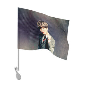 Флаг для автомобиля с принтом BTS. Jimin , 100% полиэстер | Размер: 30*21 см | jimin | k pop | молодость | музыка | пак чи mин | поп коллектив | южнокорейский певец