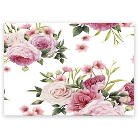 Поздравительная открытка с принтом Розовые розы , 100% бумага | плотность бумаги 280 г/м2, матовая, на обратной стороне линовка и место для марки
 | Тематика изображения на принте: pink | rose | букет | розовое настроение | цветы