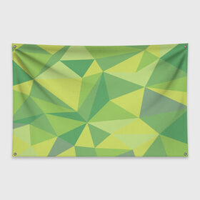 Флаг-баннер с принтом green faces , 100% полиэстер | размер 67 х 109 см, плотность ткани — 95 г/м2; по краям флага есть четыре люверса для крепления | абстракция | грани | минимализм | орнаменты | текстуры | треугольник | узоры