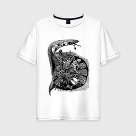 Женская футболка хлопок Oversize с принтом Улитка , 100% хлопок | свободный крой, круглый ворот, спущенный рукав, длина до линии бедер
 | snail | буква 