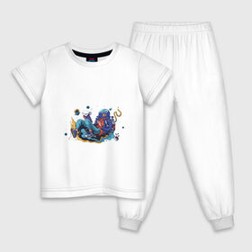 Детская пижама хлопок с принтом Мечтательная рыба , 100% хлопок |  брюки и футболка прямого кроя, без карманов, на брюках мягкая резинка на поясе и по низу штанин
 | Тематика изображения на принте: аквариум | арт | космос | мечта | мечтатель | невесомость | парение | рисунок | рыба | художник