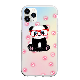 Чехол для iPhone 11 Pro матовый с принтом Милая пандочка , Силикон |  | маленькая панда | маленькая пандочк | милая панда | милая пандочка | панда | панда в красных очках | панда в очках | панда очки | панда сердечки | панда сердце | пандочка | пандочка в красных очках