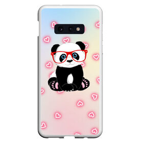 Чехол для Samsung S10E с принтом Милая пандочка , Силикон | Область печати: задняя сторона чехла, без боковых панелей | маленькая панда | маленькая пандочк | милая панда | милая пандочка | панда | панда в красных очках | панда в очках | панда очки | панда сердечки | панда сердце | пандочка | пандочка в красных очках