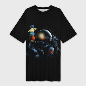 Платье-футболка 3D с принтом Астронавт мороженкой ,  |  | astronaut | cosmonaut | cosmos | galaxy | planet | space | star | universe | астронавт | вселенная | галактика | звезды | земля | конфеты | космонавт | космос | луна | марс | мороженко | мороженое | планета | сатурн | уран