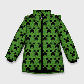 Зимняя куртка для девочек 3D с принтом Minecraft , ткань верха — 100% полиэстер; подклад — 100% полиэстер, утеплитель — 100% полиэстер. | длина ниже бедра, удлиненная спинка, воротник стойка и отстегивающийся капюшон. Есть боковые карманы с листочкой на кнопках, утяжки по низу изделия и внутренний карман на молнии. 

Предусмотрены светоотражающий принт на спинке, радужный светоотражающий элемент на пуллере молнии и на резинке для утяжки. | creeper | minecraft | блок | игра | крипер | майнкрафт | победитель | приключения