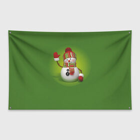 Флаг-баннер с принтом Снеговик green , 100% полиэстер | размер 67 х 109 см, плотность ткани — 95 г/м2; по краям флага есть четыре люверса для крепления | 