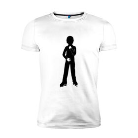 Мужская футболка хлопок Slim с принтом Конькобежец , 92% хлопок, 8% лайкра | приталенный силуэт, круглый вырез ворота, длина до линии бедра, короткий рукав | коньки | конькобежец | лед | фигурист | фигуристка | фитнес