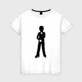 Женская футболка хлопок с принтом Конькобежец , 100% хлопок | прямой крой, круглый вырез горловины, длина до линии бедер, слегка спущенное плечо | коньки | конькобежец | лед | фигурист | фигуристка | фитнес