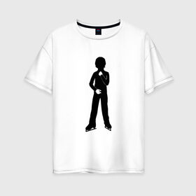 Женская футболка хлопок Oversize с принтом Конькобежец , 100% хлопок | свободный крой, круглый ворот, спущенный рукав, длина до линии бедер
 | коньки | конькобежец | лед | фигурист | фигуристка | фитнес