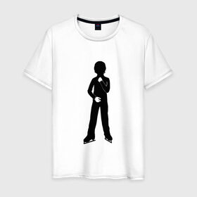 Мужская футболка хлопок с принтом Конькобежец , 100% хлопок | прямой крой, круглый вырез горловины, длина до линии бедер, слегка спущенное плечо. | коньки | конькобежец | лед | фигурист | фигуристка | фитнес