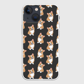 Чехол для iPhone 13 mini с принтом Корги малыши ,  |  | baby | corgi | dog | kawaii | pattern | вельш корги | девочкам | детям | животные | каваи | корги | лапки | малыш | мальчикам | много собак | мордочка | мультяшный | персик | пес | песик | питомец | подарок | пушистый