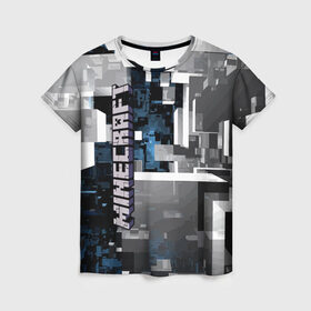 Женская футболка 3D с принтом Minecraft , 100% полиэфир ( синтетическое хлопкоподобное полотно) | прямой крой, круглый вырез горловины, длина до линии бедер | building | city | cube | game | megapolis | minecraft | pattern | город | здание | игра | куб | майнкрафт | мегаполис | узор