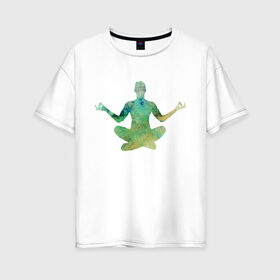 Женская футболка хлопок Oversize с принтом Йога тайм , 100% хлопок | свободный крой, круглый ворот, спущенный рукав, длина до линии бедер
 | здоровье | йога | кундалини | медитация | релаксация | тело | фитнес | энергия