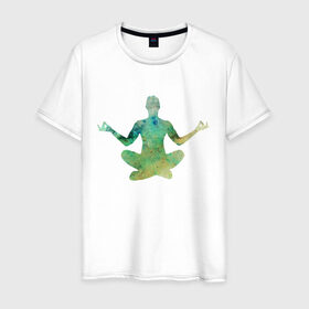 Мужская футболка хлопок с принтом Йога тайм , 100% хлопок | прямой крой, круглый вырез горловины, длина до линии бедер, слегка спущенное плечо. | здоровье | йога | кундалини | медитация | релаксация | тело | фитнес | энергия
