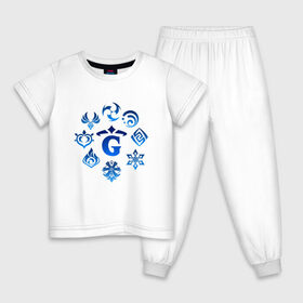 Детская пижама хлопок с принтом GENSHIN IMPACT , 100% хлопок |  брюки и футболка прямого кроя, без карманов, на брюках мягкая резинка на поясе и по низу штанин
 | game | genshin impact | genshin impact 2020 | аниме. | геншин импакт | геншин импакт карта | игра