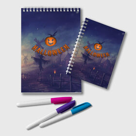 Блокнот с принтом Halloween Pumpkin , 100% бумага | 48 листов, плотность листов — 60 г/м2, плотность картонной обложки — 250 г/м2. Листы скреплены удобной пружинной спиралью. Цвет линий — светло-серый
 | halloween | halloween  pumpkin | pumpkin | хэллоуин | хэллоуин тыква