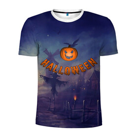 Мужская футболка 3D спортивная с принтом Halloween  Pumpkin , 100% полиэстер с улучшенными характеристиками | приталенный силуэт, круглая горловина, широкие плечи, сужается к линии бедра | halloween | halloween  pumpkin | pumpkin | хэллоуин | хэллоуин тыква