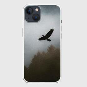 Чехол для iPhone 13 с принтом Орёл над лесом ,  |  | bird | dark | fog | forest | heaven | jh k | ktc | sky | texture | деревья | животные | лес | небо | орел | природа | птица | птицы | текстуры | тёмный лес | туман