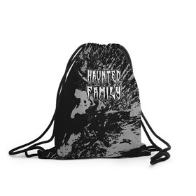 Рюкзак-мешок 3D с принтом Haunted Family (лейбл Kizaru) , 100% полиэстер | плотность ткани — 200 г/м2, размер — 35 х 45 см; лямки — толстые шнурки, застежка на шнуровке, без карманов и подкладки | 