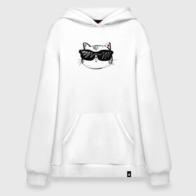 Худи SuperOversize хлопок с принтом COOL CAT , 70% хлопок, 30% полиэстер, мягкий начес внутри | карман-кенгуру, эластичная резинка на манжетах и по нижней кромке, двухслойный капюшон
 | cat | киса | киска | кот | коты | котяра | кошечка | кошка | ленивец | лиса | лисичка | очки | панда | с кисой | с котом | с кошечкой | собака