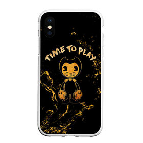 Чехол для iPhone XS Max матовый с принтом Bendy And The Ink Machine , Силикон | Область печати: задняя сторона чехла, без боковых панелей | bendy | bendy and the ink machine | бенди | бени | бенни | бэнди | детская | детям | игра | капли | компьютерная игра | краска | машина | подтеки | ужастик | чернила | чернильная