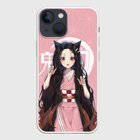 Чехол для iPhone 13 mini с принтом Незуко розовый ,  |  | kimetsu no yaiba | nezuko | tanjiro kamado | zenitsu agatsuma | камадо | клинок рассекающий демонов | незуко | танджиро камадо