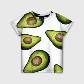 Детская футболка 3D с принтом Авокадо , 100% гипоаллергенный полиэфир | прямой крой, круглый вырез горловины, длина до линии бедер, чуть спущенное плечо, ткань немного тянется | avocado | fruit | авокадо | овощ | фрукт