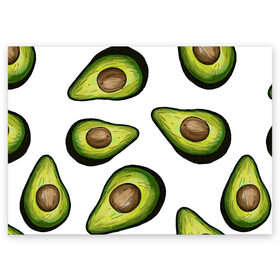 Поздравительная открытка с принтом Авокадо , 100% бумага | плотность бумаги 280 г/м2, матовая, на обратной стороне линовка и место для марки
 | avocado | fruit | авокадо | овощ | фрукт