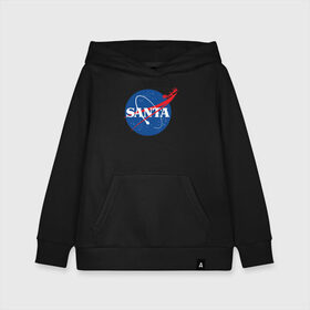 Детская толстовка хлопок с принтом SANTA \ NASA. , 100% хлопок | Круглый горловой вырез, эластичные манжеты, пояс, капюшен | Тематика изображения на принте: 