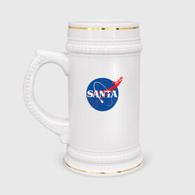 Кружка пивная с принтом SANTA \ NASA. ,  керамика (Материал выдерживает высокую температуру, стоит избегать резкого перепада температур) |  объем 630 мл | Тематика изображения на принте: 