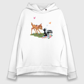 Женское худи Oversize хлопок с принтом Flower and Bambi , френч-терри — 70% хлопок, 30% полиэстер. Мягкий теплый начес внутри —100% хлопок | боковые карманы, эластичные манжеты и нижняя кромка, капюшон на магнитной кнопке | bambi | disney | flower | vdkimel | бэмби | дисней