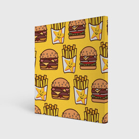 Холст квадратный с принтом фастфуд , 100% ПВХ |  | Тематика изображения на принте: гамбургер | еда | картошка фри | фастфуд
