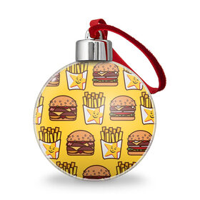 Ёлочный шар с принтом фастфуд , Пластик | Диаметр: 77 мм | Тематика изображения на принте: гамбургер | еда | картошка фри | фастфуд