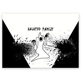 Поздравительная открытка с принтом KIZARU: HAUNTED FAMILY. , 100% бумага | плотность бумаги 280 г/м2, матовая, на обратной стороне линовка и место для марки
 | born to trap | haunted family | kizaru | rep | кизару | музыка | олег нечипоренко | репер | рэп | хантед фэмили