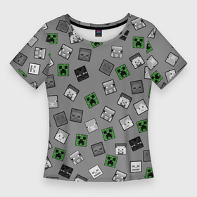 Женская футболка 3D Slim с принтом Minecraft ,  |  | alex | creeper | minecraft | steve | алекс | блок | вызыватель | зомби | игра | крипер | майнкрафт | победитель | приключения | свинья | стив