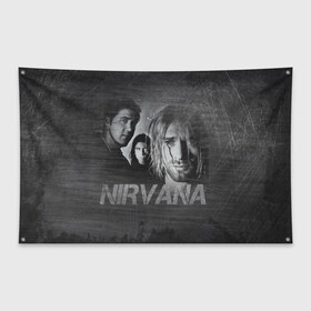 Флаг-баннер с принтом Нирвана , 100% полиэстер | размер 67 х 109 см, плотность ткани — 95 г/м2; по краям флага есть четыре люверса для крепления | kurt cobain | nirvana | rock | курт кобейн | нирвана | рок