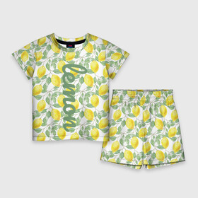 Детский костюм с шортами 3D с принтом Лимон ,  |  | lemon | витамин с | желтый | зеленый | кислый | лимон