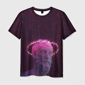 Мужская футболка 3D с принтом Мудрец , 100% полиэфир | прямой крой, круглый вырез горловины, длина до линии бедер | киберпанк | мудрец | неон | скульптура