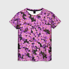 Женская футболка 3D с принтом Цветочки , 100% полиэфир ( синтетическое хлопкоподобное полотно) | прямой крой, круглый вырез горловины, длина до линии бедер | flower | flowers | лютики | цветочки | цветы