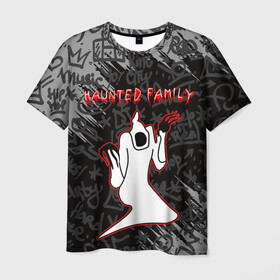 Мужская футболка 3D с принтом HAUNTED FAMILY , 100% полиэфир | прямой крой, круглый вырез горловины, длина до линии бедер | born to trap | haunted family | kizaru | rap | борн ту треп | кизару | музыка. | русский реп