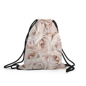 Рюкзак-мешок 3D с принтом Элегантность , 100% полиэстер | плотность ткани — 200 г/м2, размер — 35 х 45 см; лямки — толстые шнурки, застежка на шнуровке, без карманов и подкладки | беж | нежно | пастельный | роза | цветок | элегантно