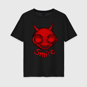 Женская футболка хлопок Oversize с принтом Smile , 100% хлопок | свободный крой, круглый ворот, спущенный рукав, длина до линии бедер
 | голова | красный | лицо | монстр | ужас | улыбка