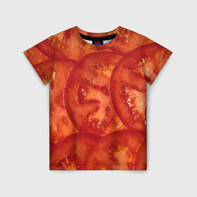 Детская футболка 3D с принтом Помидорки , 100% гипоаллергенный полиэфир | прямой крой, круглый вырез горловины, длина до линии бедер, чуть спущенное плечо, ткань немного тянется | арт | еда | лето | овощ | овощи | помидор | помидорки | помидоры | рисунок | томат | томаты