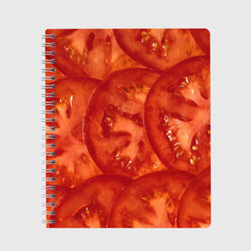 Тетрадь с принтом Помидорки , 100% бумага | 48 листов, плотность листов — 60 г/м2, плотность картонной обложки — 250 г/м2. Листы скреплены сбоку удобной пружинной спиралью. Уголки страниц и обложки скругленные. Цвет линий — светло-серый
 | арт | еда | лето | овощ | овощи | помидор | помидорки | помидоры | рисунок | томат | томаты