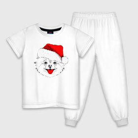 Детская пижама хлопок с принтом Веселый Щенок Санта , 100% хлопок |  брюки и футболка прямого кроя, без карманов, на брюках мягкая резинка на поясе и по низу штанин
 | 
