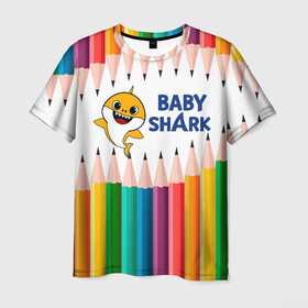 Мужская футболка 3D с принтом Baby Shark , 100% полиэфир | прямой крой, круглый вырез горловины, длина до линии бедер | Тематика изображения на принте: baby | baby shark | shark | акула | анимация | бэби | бэби шарк | дети | мультфильм | песня | ребенок | шарк