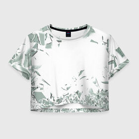 Женская футболка Crop-top 3D с принтом разбитое стекло , 100% полиэстер | круглая горловина, длина футболки до линии талии, рукава с отворотами | окно | принт | разбитое стекло