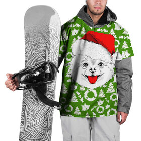 Накидка на куртку 3D с принтом Веселый Щенок Санта , 100% полиэстер |  | Тематика изображения на принте: 