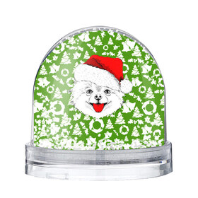 Снежный шар с принтом Веселый Щенок Санта , Пластик | Изображение внутри шара печатается на глянцевой фотобумаге с двух сторон | 