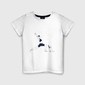 Детская футболка хлопок с принтом Магия утра , 100% хлопок | круглый вырез горловины, полуприлегающий силуэт, длина до линии бедер | fitness | yoga. | девушка | дом | заряд на весь день | зарядка | йога | кошка | утро | фитнес | хорошее настроение